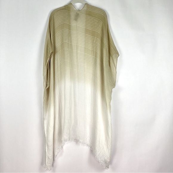2/$30 Nordstrom Tan White Striped Ombré Kimono Shawl - Picture 3 of 8
